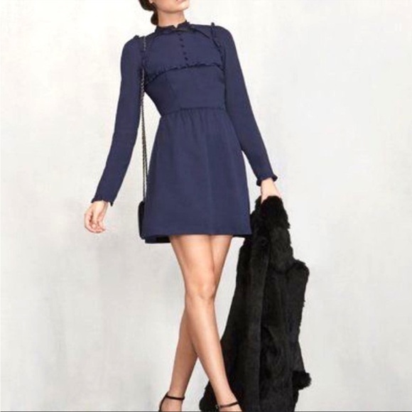 Reformation Maia Midnight Blue Ruffle Dress - Picture 3 of 9
